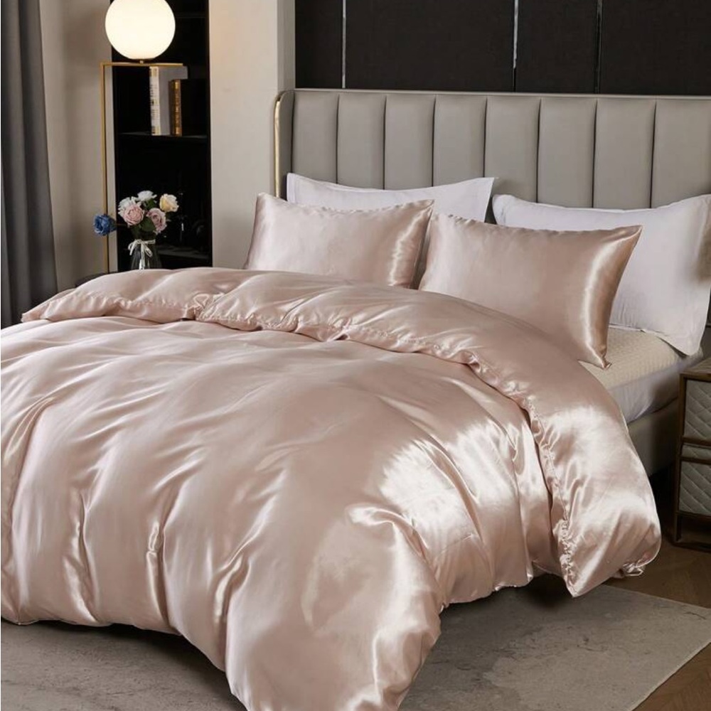 3pcs Solid Color Chemical Fiber Satin Set Of Three Pieces